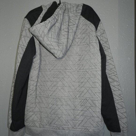 G-Net Mens Grey And Black Print Faux Fur Zip Up Winter Hoodie Jacket Size Large - Picture 4 of 7